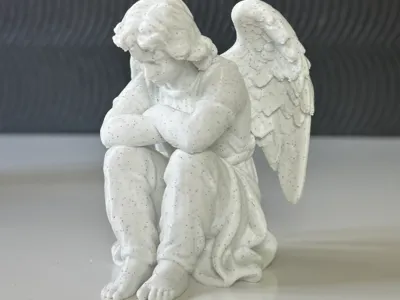 Classical Seated Angel Sculpture
