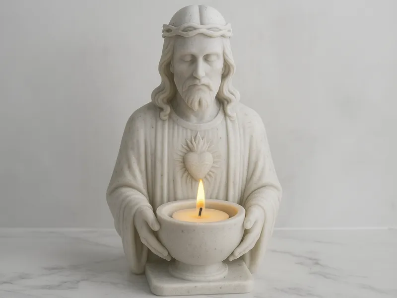 Sacred Heart Jesus Bust Candle Holder STL