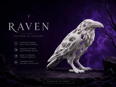 Organic Raven - Modern 3D Sculpture (Easy Print)