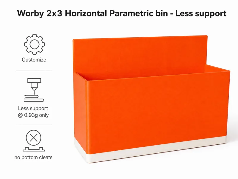 Worby 2x3 Horizontal Parametric bin Less support