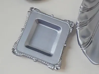 Pewter-Effect Pattern Square Storage Tray Candle Holder