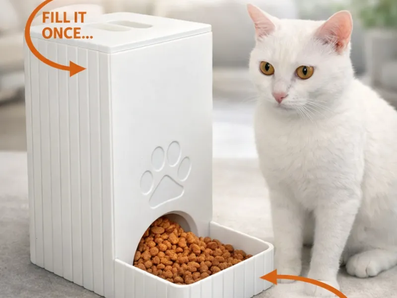 Distributore automatico di cibo per gatti