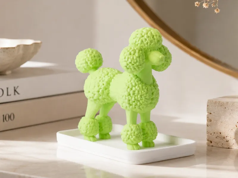Broccoli Poodle Sculpture with Removable Mini Tray
