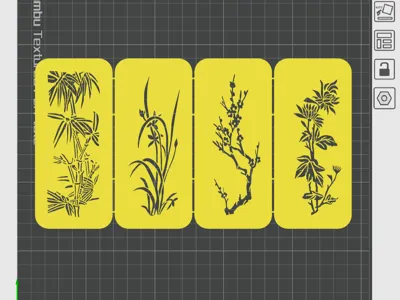 Plum Orchid Bamboo Chrysanthemum Screen