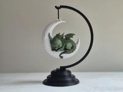 Cute Baby Dragon on Moon 