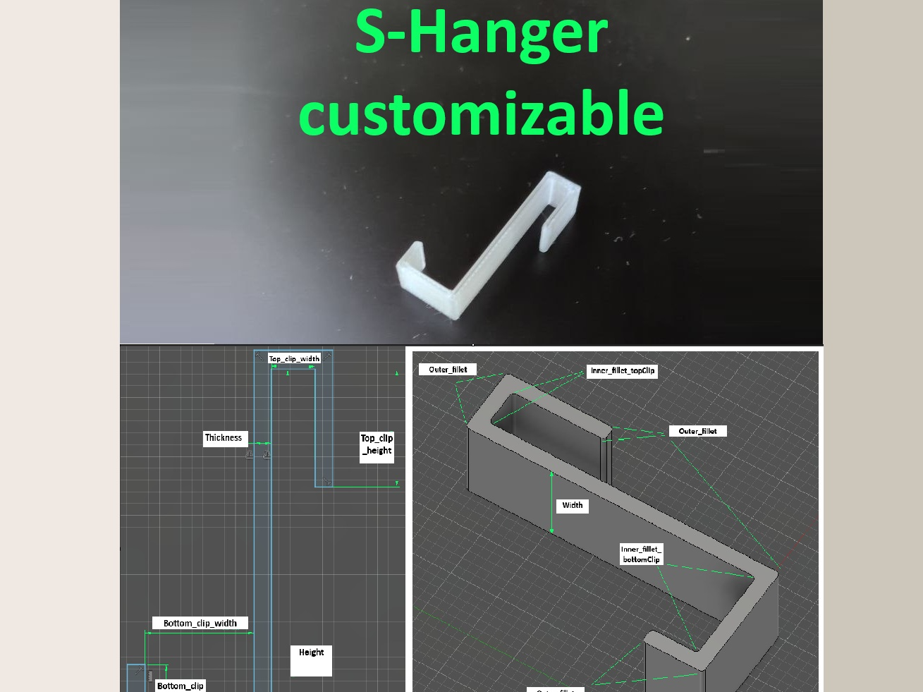 S-hanger customizable