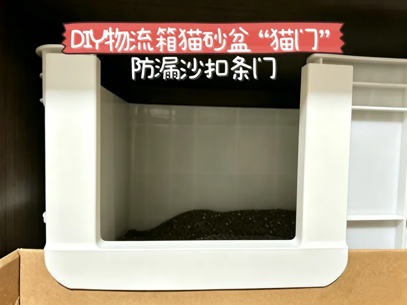 DIY物流箱猫砂盆防漏沙扣条猫门猫洞（半开放猫门）