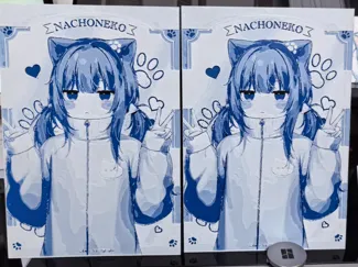 可爱甘城猫猫~彩色版画~