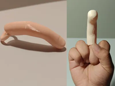 Print a fake finger to make others think it's an AI photo
