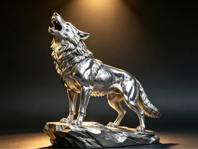 Wild Howling Wolf | Wild Style Desktop Art Ornament