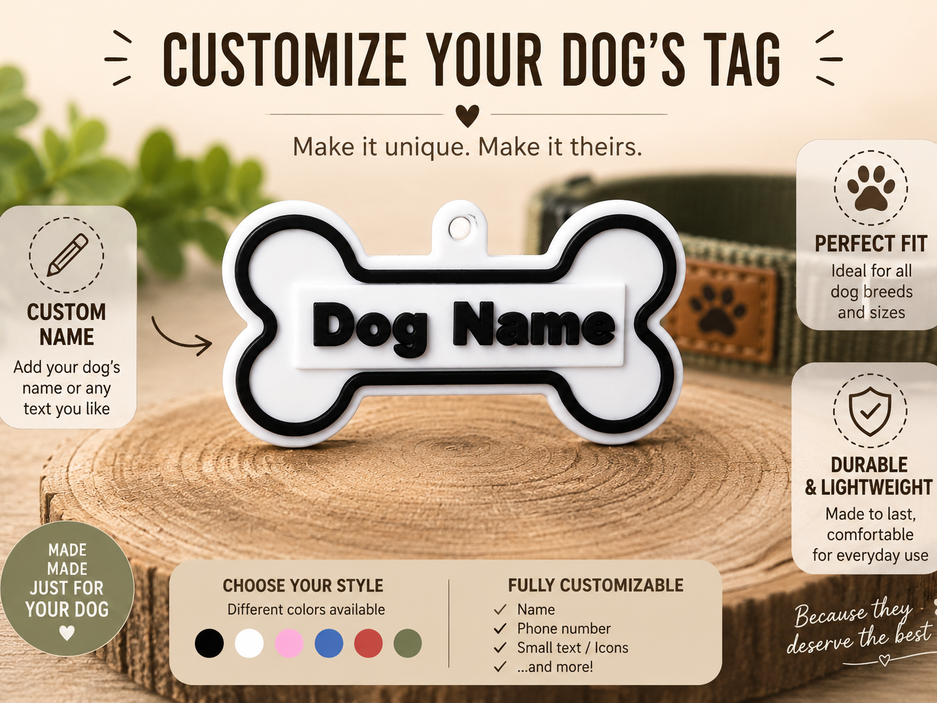 Custom Dog Name Tag – Personalized Pet ID Tag