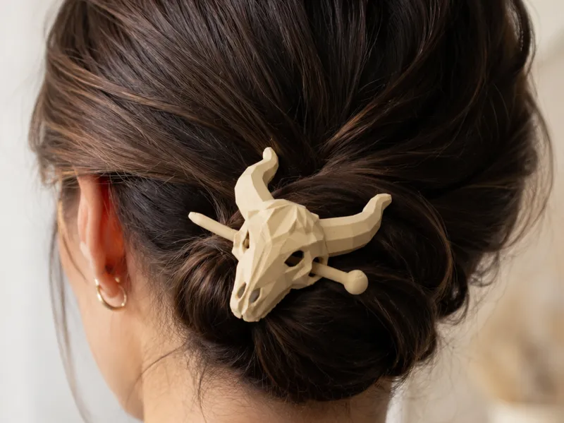 Longhorn Skull Hair Pin - Western Hair Accessory
