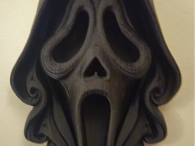Wood Carved Ghostface Wall Art Decoration