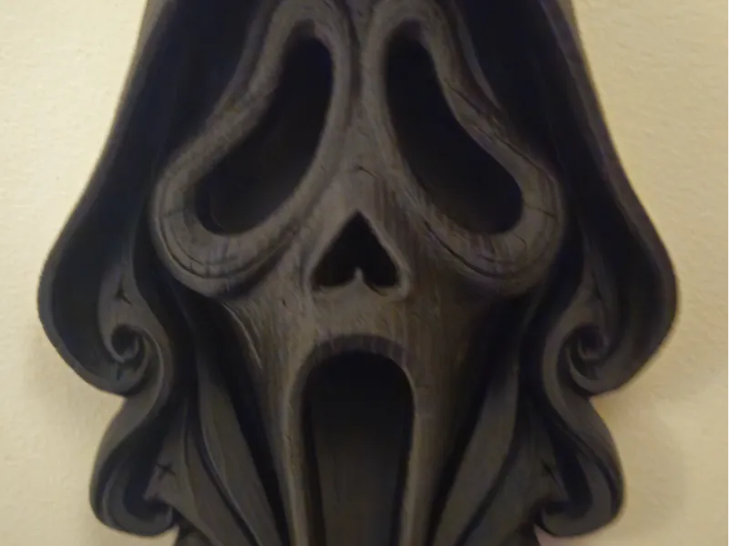 Wood Carved Ghostface Wall Art Decoration