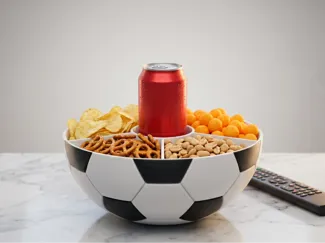 Fußball Snackschale mit Dosenhalter & Klick-Panels