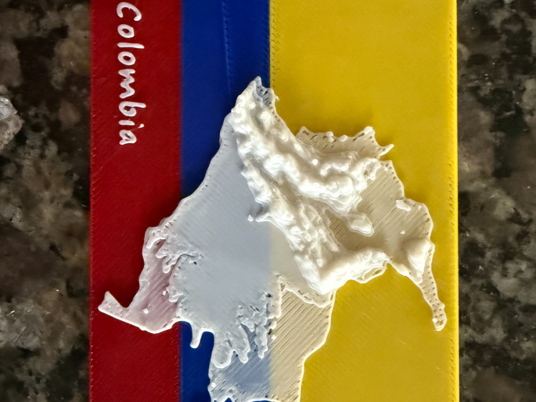 Topography Map - Colombia W/ Flag Background
