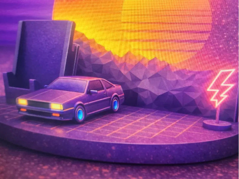 Synthwave 80s Phone Stand & Desk Organizer
