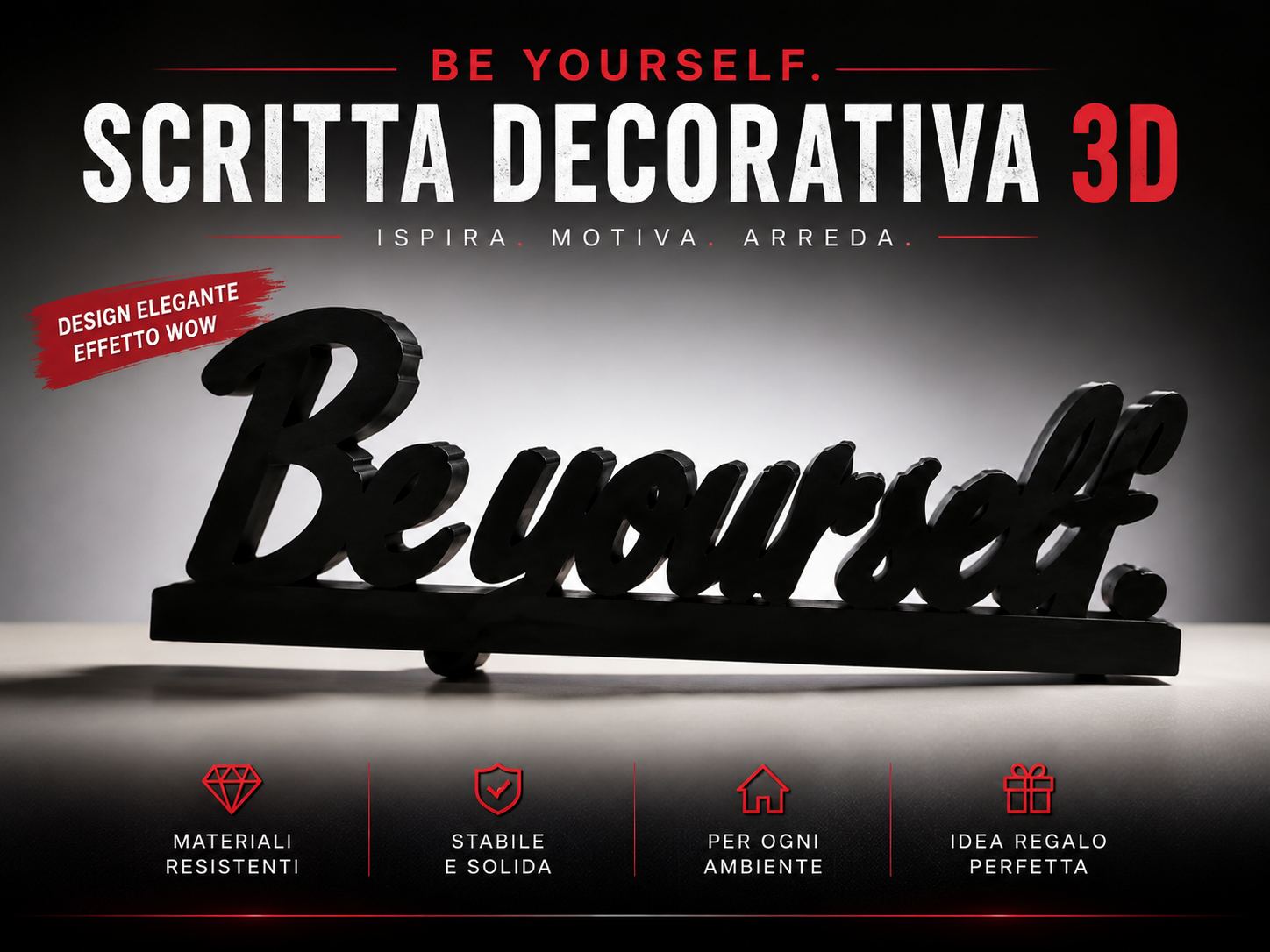 Be Yourself 3D Decorative Sign – Modern Desk Decor