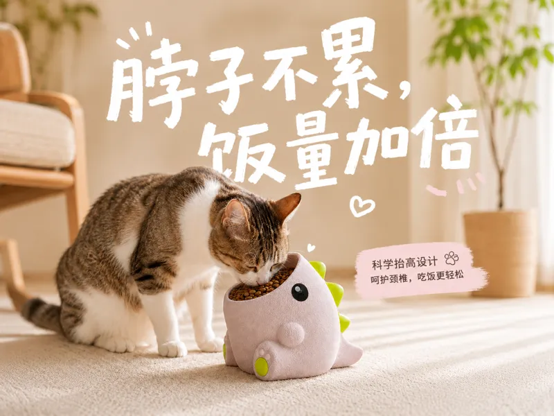 垫高设计科学护颈丨成年猫咪中型犬饭盆丨纯净耗材水玉粉