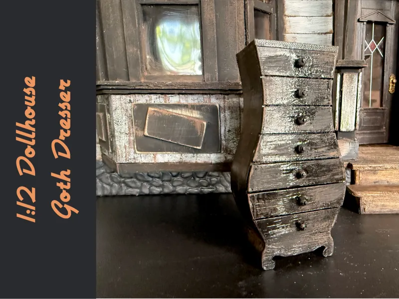 1:12 Dollhouse Goth Funky Tall Dresser