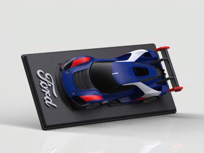 [Ford] Ford GT MK IV Car Desk Ornament with Nameplate Base, Small Scale Car Model, Home Decor