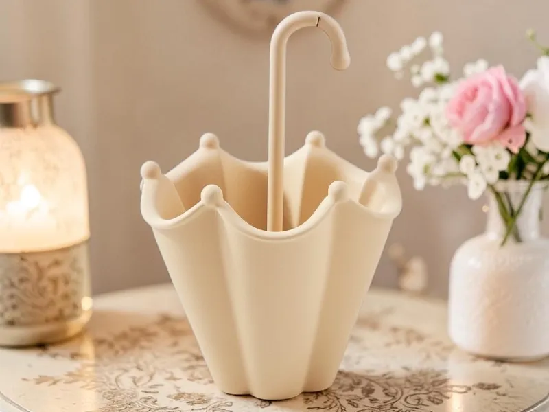 Charming umbrella organizer and plant pot.