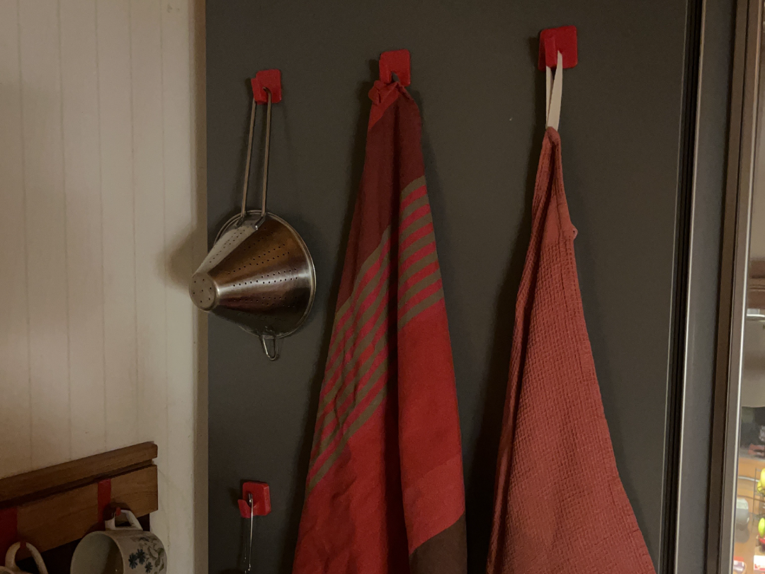 Fridge hook with variants (magnets /tape versions)