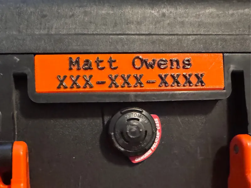 Universal Customizable Pelican Hardcase Nameplate