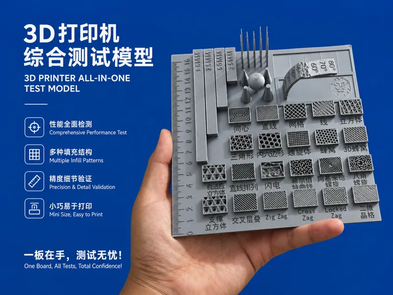 一板测全机｜打印机综合测试+填充结构示意（mini可打）