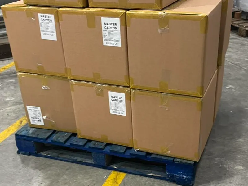 Cargo on a blue standard pallet