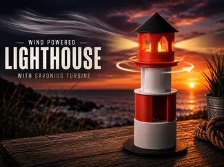 Wind Powered Lighthouse with Savonius Turbine-LED