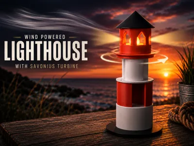 Wind Powered Lighthouse with Savonius Turbine-LED
