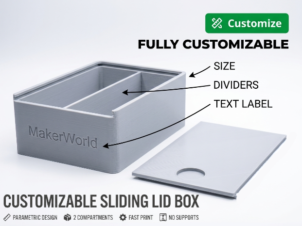 Parametric Sliding Lid Storage Box