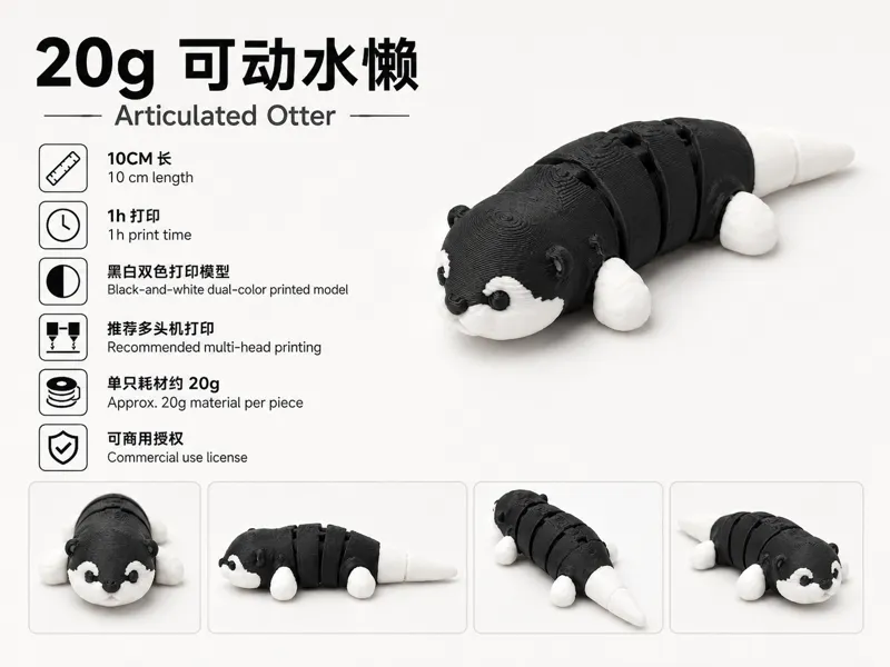 20g 可动水懒｜Articulated Water Sloth