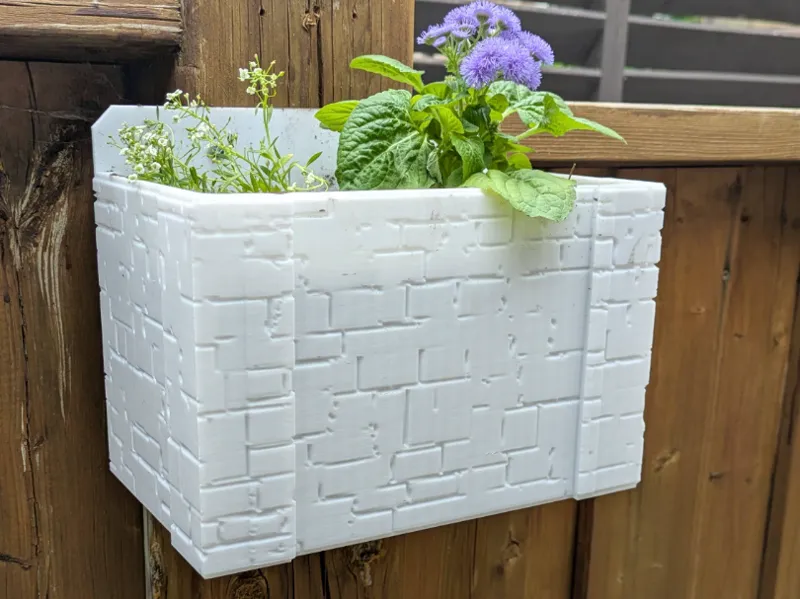Fence-Mount Brick Texture Planter