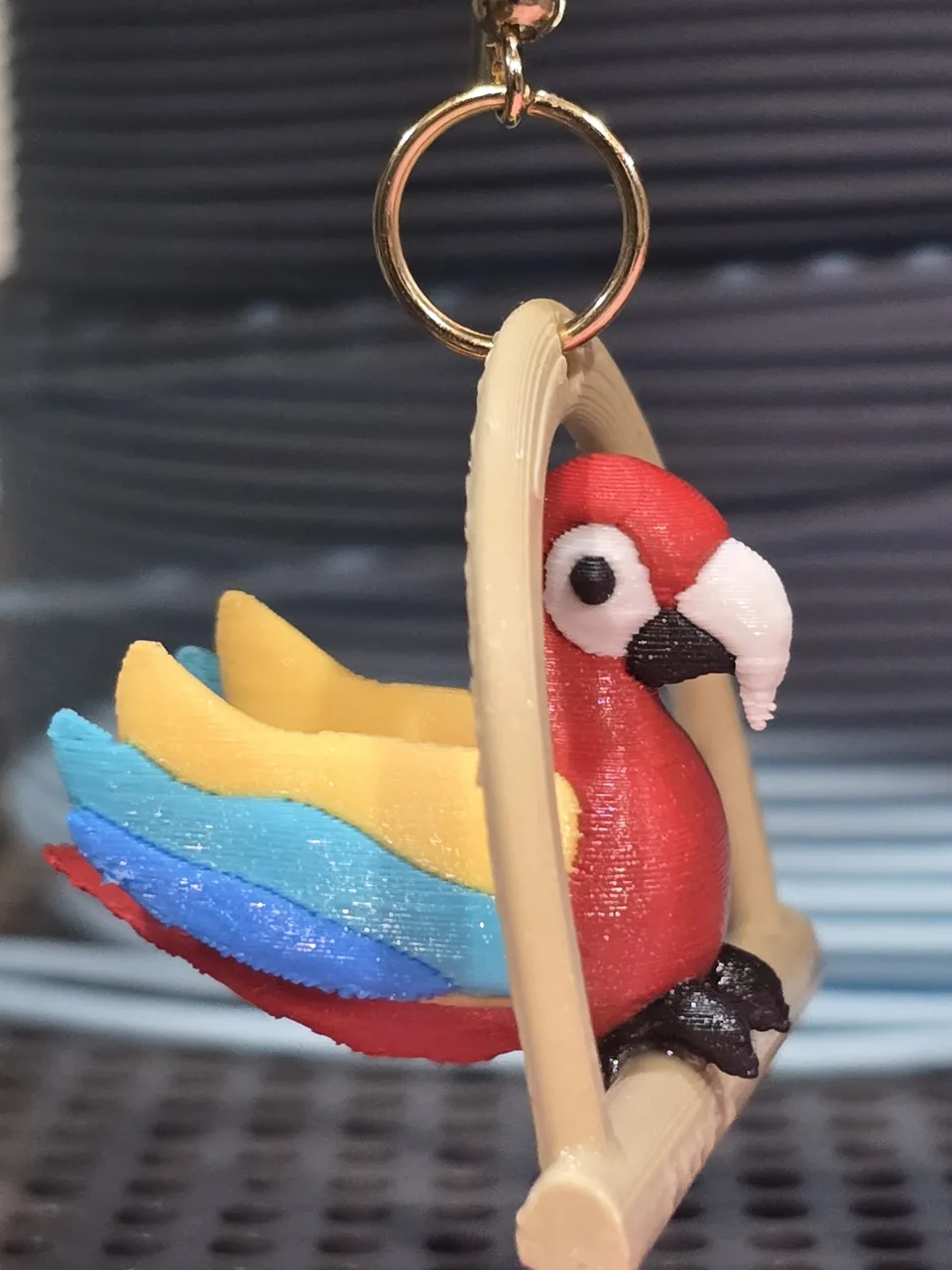 3D Parrot On Perch Earrings view 2