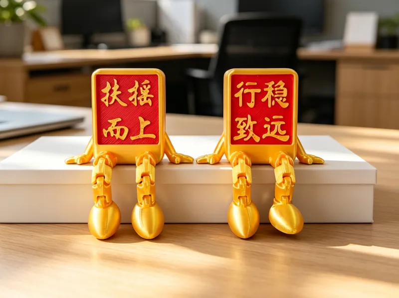 扶摇而上 行稳致远 励志桌面摆件 电脑摆件 桌面助手 可活动关节桌面助理 书桌摆件