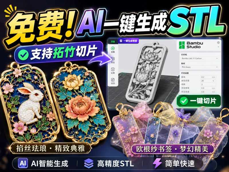 stl一键生成软件，适合掐丝珐琅和欧根纱，以及其他。