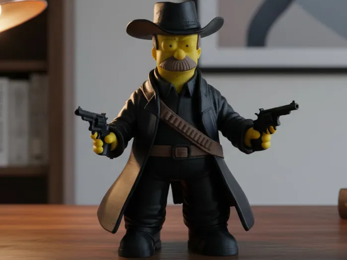 The Simpsons Inspired Western Cowboy Figurine
