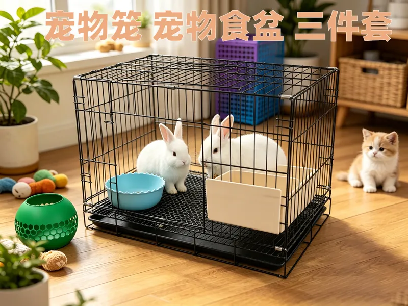 宠物笼宠物食盆笼三件套-兔子蜜袋鼯仓鼠可用