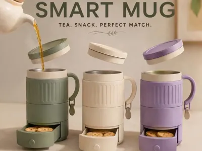 Smart Mug with Snack Drawer STL | Tea & Cookie Mug