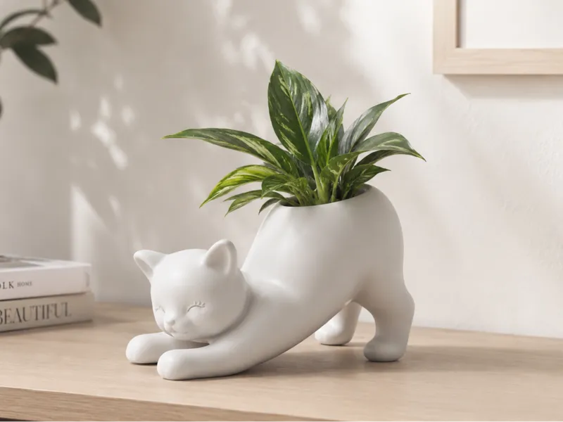 Stretching Cat Planter | Cute Cat Succulent Pot 