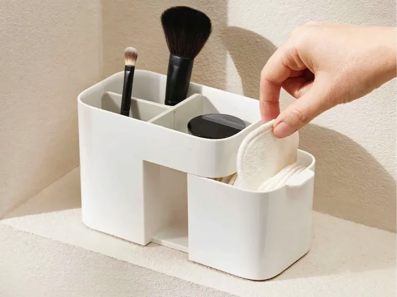 Organizador de maquiagem minimalista com gaveta