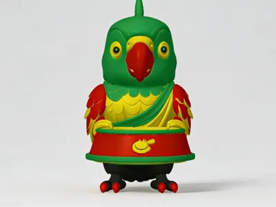 Cute Quaker Parrot Hand-Holding Food Bowl/Figurine Ornament