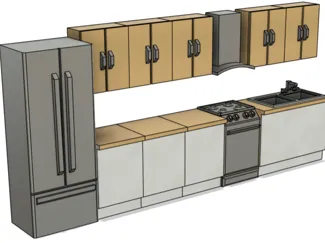 cocina modular en línea a escala 1:50