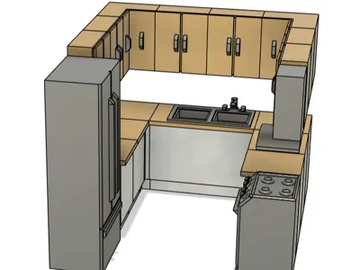 1:50 scale modular U-shaped kitchen