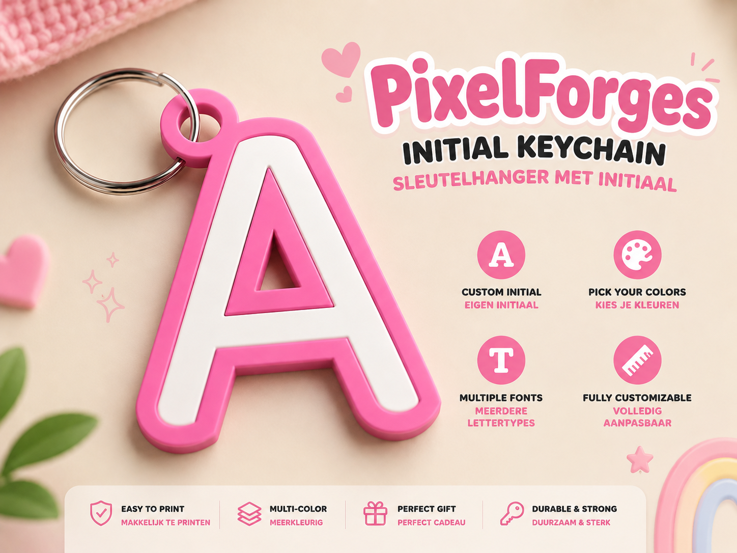 FULLY CUSTOMIZABLE INITIAL KEYCHAIN