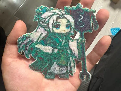 Xian Ni Wang Lin Four-Color Stacked Model (Holding Soul-Summoning Banner, Perler Bead Style)