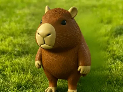 Pre-separated, ready to print! Zen Capybara figure, cartoon Capybara ornament, white model material, desktop trendy toy, Q version