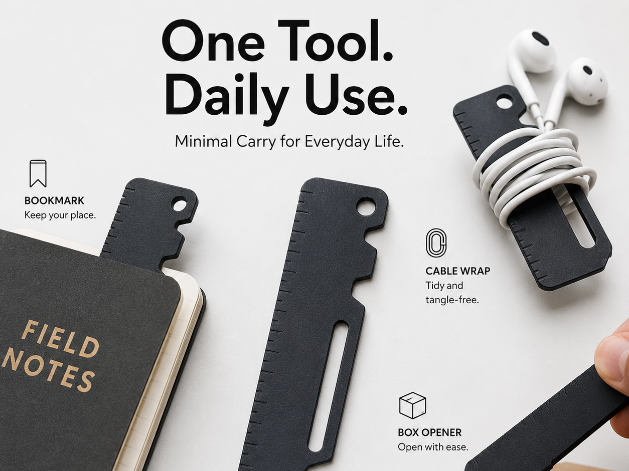 极简多功能书签直尺，便携 EDC 测量工具，适用于笔记本、手账与日常随身携带